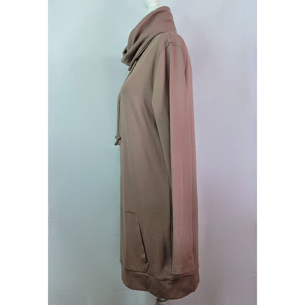 Lily & Lottie Tan Brown Funnel Neck Hoodie Long Sleeve Thumbholes Dress Womens M - Picture 5 of 14